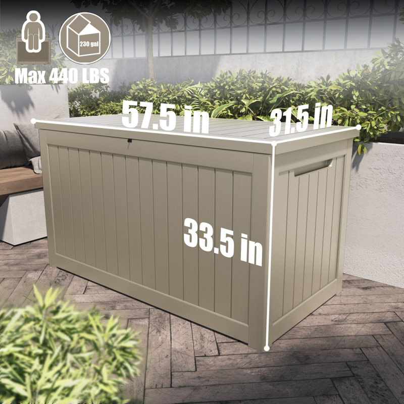 GUNJI 230 Gallons Gallon Water Resistant Resin Lockable Deck Box Wayfair